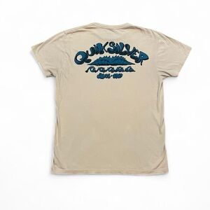 Quiksilver Y2K Tan and Blue Graphic Tee